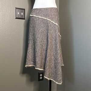 DKNY Asymmetrical Skirt in Gray with Cream Accents